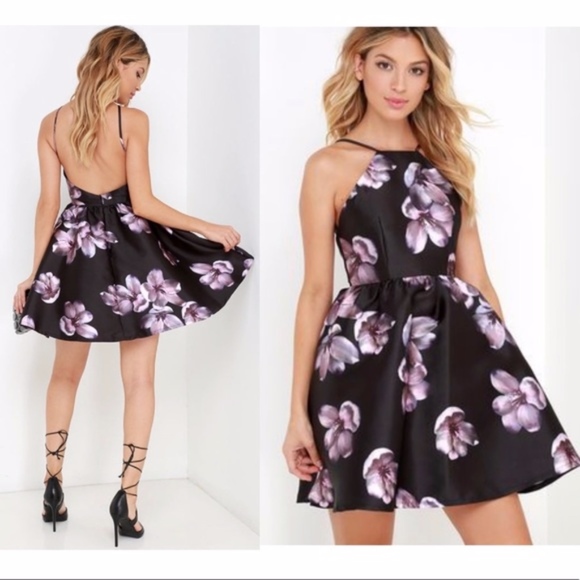 Lulus Dresses & Skirts - Lulu's Botanical Bliss Black Backless dress M